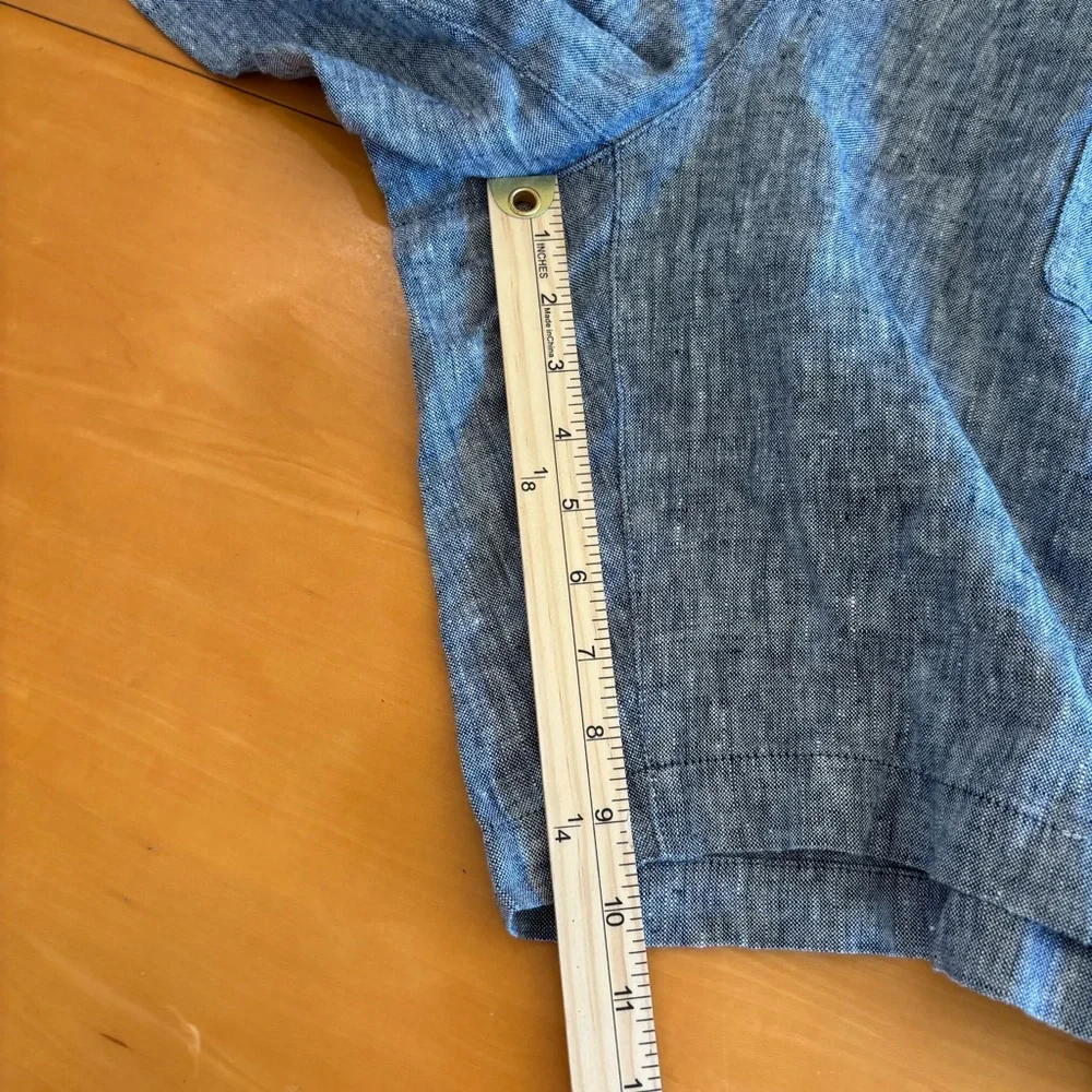 Lands End 18W linen chambray blue elastic waistband pull on shorts - Picture 10 of 10